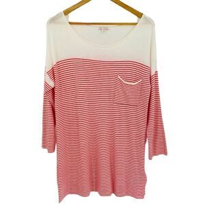 Gap slouchy red and cream stripe pocket sweater size large